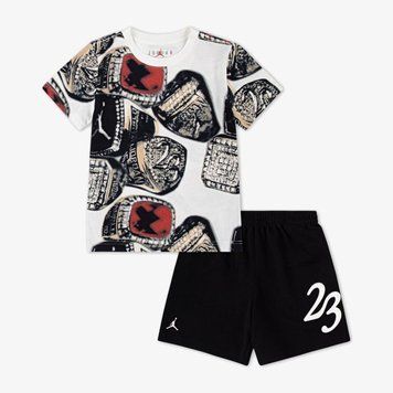 Костюм спортивний дитячий Air Jordan Mvp Ring Short Set White/Black 85D659-023 фото